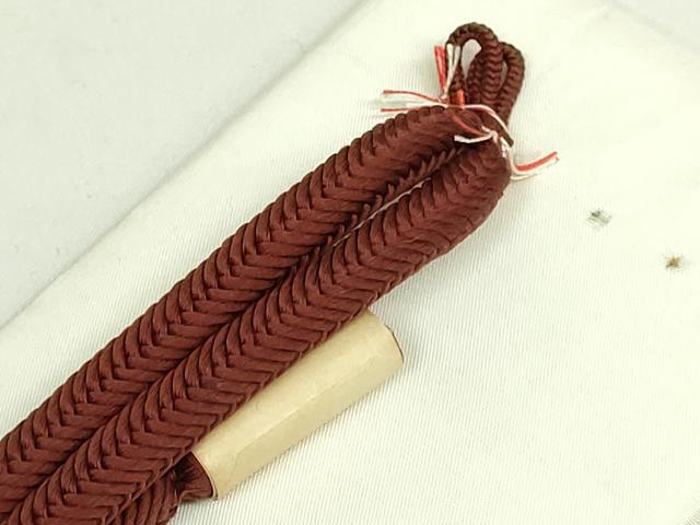 平和屋着物●極上 有職組紐道明 帯締め 羽織紐 奈良組 栗皮茶色 宮内庁御用 国立博物館御用 東京芸術大学御用 逸品 未使用 DZAA11863kh6