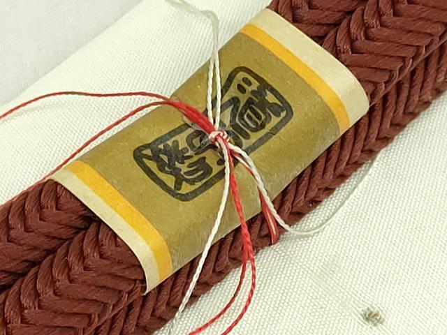 平和屋着物●極上 有職組紐道明 帯締め 羽織紐 奈良組 栗皮茶色 宮内庁御用 国立博物館御用 東京芸術大学御用 逸品 未使用 DZAA11863kh6