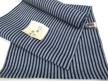 平和屋着物●極上 夏物 竺仙鑑製 浴衣 反物 着尺 間道 綿 証紙付き 逸品 未使用 DZAA12025kh6