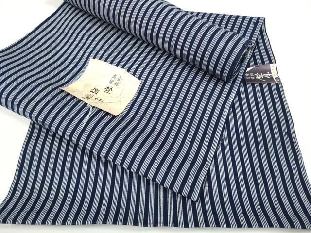 平和屋着物●極上 夏物 竺仙鑑製 浴衣 反物 着尺 間道 綿 証紙付き 逸品 未使用 DZAA12025kh6
