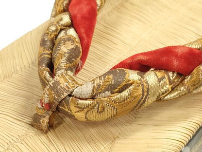 平和屋着物●極上　和装小物　ぽっくり下駄　おこぼ・こっぽり下駄　畳表　金蒔絵　御所車飛鶴松文　19.5cm　逸品　DZAA12031kh6