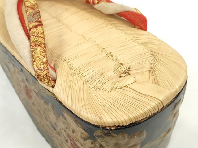 平和屋着物●極上　和装小物　ぽっくり下駄　おこぼ・こっぽり下駄　畳表　蒔絵　牡丹　20cm　逸品　DZAA12032kh6