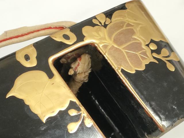 平和屋着物●極上　和装小物　ぽっくり下駄　厚底下駄　駒下駄　鳳凰枝葉文　金蒔絵　黒塗台　21cm　逸品　DZAA12033kh6