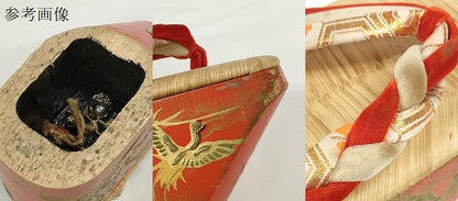 平和屋着物●極上　和装小物　ぽっくり下駄　こっぽり・おこぼ下駄　畳表　金蒔絵　群れ鶴松文　20cm　逸品　DZAA12034kh6