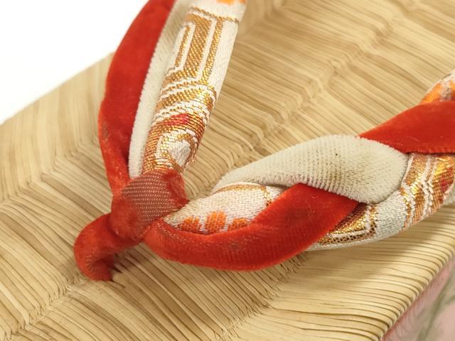平和屋着物●極上　和装小物　ぽっくり下駄　こっぽり・おこぼ下駄　畳表　金蒔絵　群れ鶴松文　20cm　逸品　DZAA12034kh6