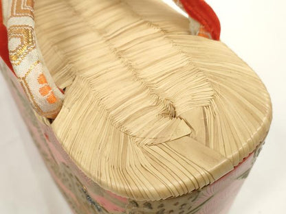 平和屋着物●極上　和装小物　ぽっくり下駄　こっぽり・おこぼ下駄　畳表　金蒔絵　群れ鶴松文　20cm　逸品　DZAA12034kh6