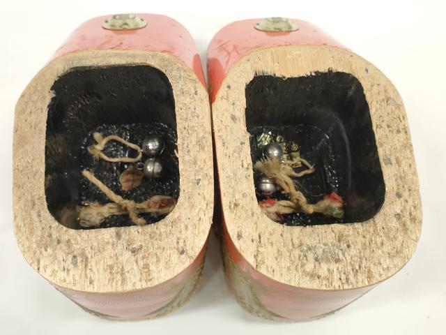 平和屋着物●極上　和装小物　ぽっくり下駄　こっぽり・おこぼ下駄　畳表　金蒔絵　群れ鶴松文　20cm　逸品　DZAA12034kh6