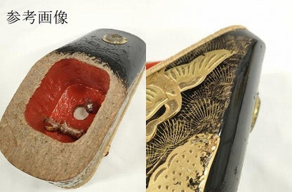 平和屋着物●極上　和装小物　ぽっくり下駄　こっぽり・おこぼ下駄　畳表　金蒔絵　御所車飛鶴松文　箱付き　20cm　逸品　DZAA12047kh6