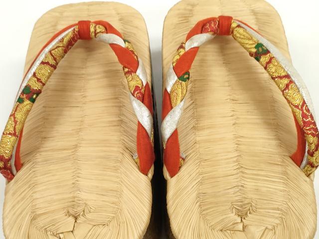 平和屋着物●極上　和装小物　ぽっくり下駄　こっぽり・おこぼ下駄　畳表　金蒔絵　御所車飛鶴松文　箱付き　20cm　逸品　DZAA12047kh6