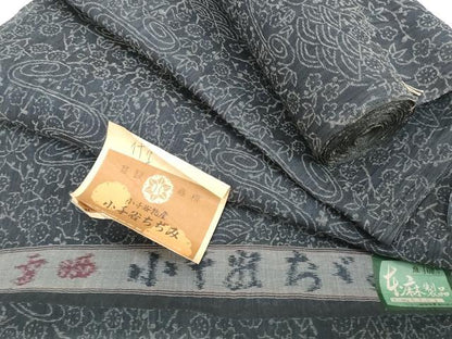 平和屋着物●極上　夏物　本場小千谷ちぢみ　反物　着尺　流水網干花文　証紙付き　麻　逸品　未使用　DZAA12133kh6