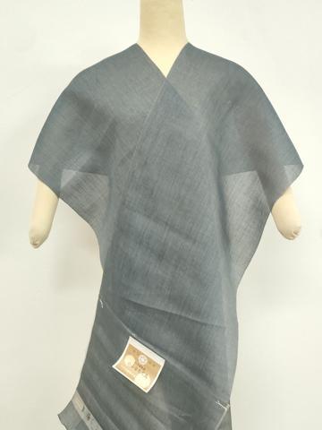 平和屋着物●極上　男性　夏物　本場小千谷ちぢみ　反物　着尺　鈍色　証紙付き　キングサイズ　麻　逸品　未使用　DZAA12134kh6