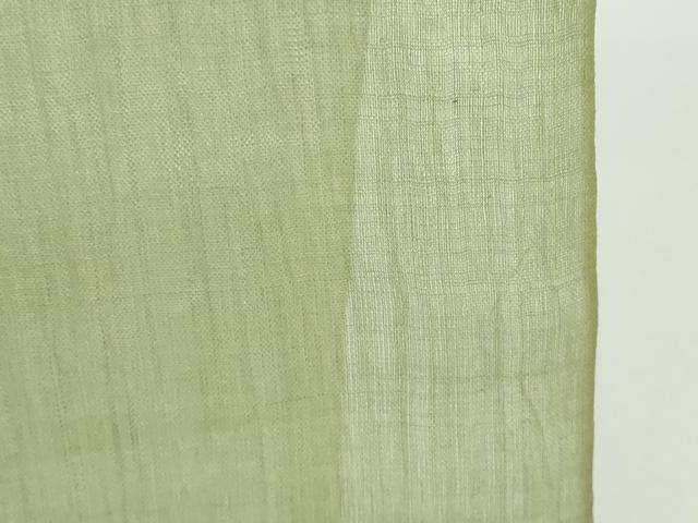 平和屋着物●極上　夏物　本場小千谷ちぢみ　反物　着尺　山葵色　麻　逸品　未使用　DZAA12135kh6