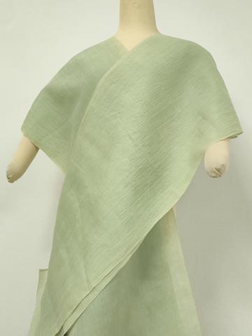 平和屋着物●極上　夏物　本場小千谷ちぢみ　反物　着尺　山葵色　麻　逸品　未使用　DZAA12135kh6