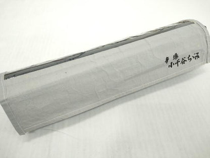 平和屋着物●極上　夏物　本場小千谷ちぢみ　反物　着尺　青褐色　麻　逸品　未使用　DZAA12140kh6