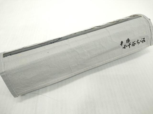 平和屋着物●極上　夏物　本場小千谷ちぢみ　反物　着尺　青褐色　麻　逸品　未使用　DZAA12140kh6