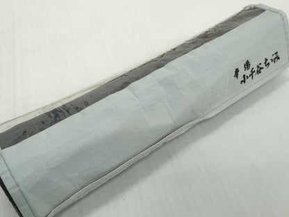平和屋着物●極上　夏物　本場小千谷ちぢみ　反物　着尺　藍鉄色　証紙付き　麻　逸品　未使用　DZAA12146kh6