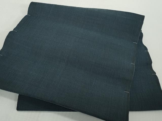 平和屋着物●極上　男性　夏物　近江ちぢみ　反物　着尺　鉄御納戸色　麻　逸品　未使用　DZAA12149kh6