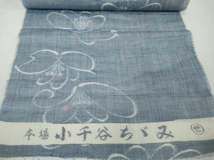 平和屋着物●極上　夏物　本場小千谷ちぢみ　反物　着尺　花散らし　麻　逸品　未使用　DZAA12150kh6