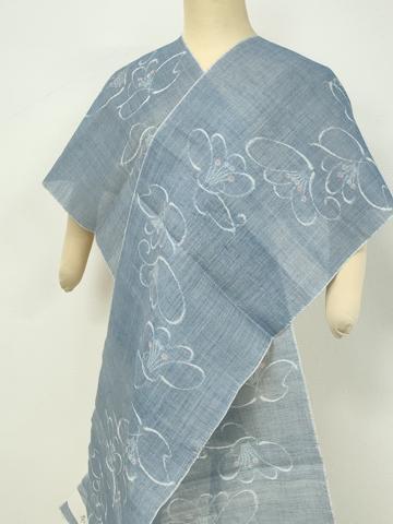 平和屋着物●極上　夏物　本場小千谷ちぢみ　反物　着尺　花散らし　麻　逸品　未使用　DZAA12150kh6