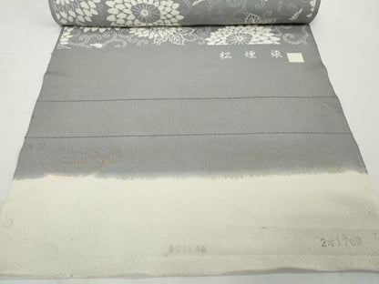 平和屋着物●極上　小紋　反物　着尺　松煙染　菊唐草　逸品　未使用　DZAA12152kh6