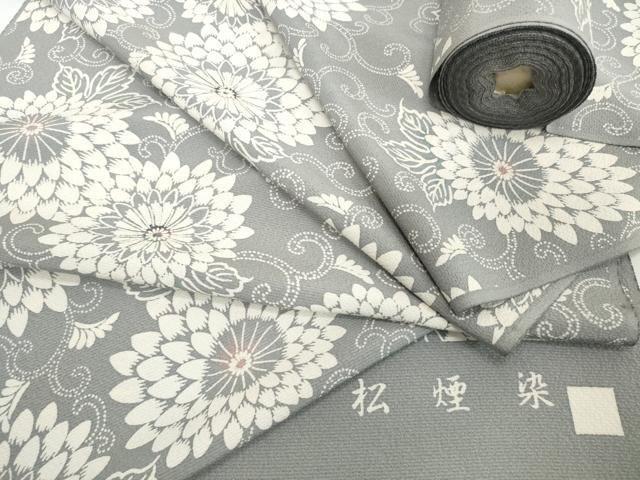 平和屋着物●極上　小紋　反物　着尺　松煙染　菊唐草　逸品　未使用　DZAA12152kh6