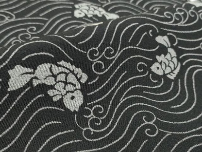 平和屋着物●極上　小紋　反物　着尺　荒磯文　黒地　逸品　未使用　DZAA12155kh6