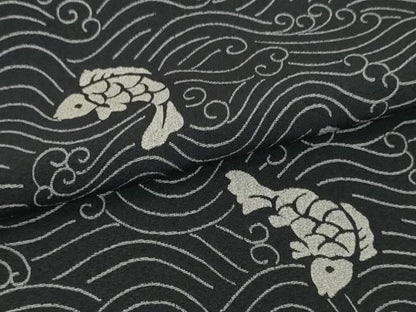 平和屋着物●極上　小紋　反物　着尺　荒磯文　黒地　逸品　未使用　DZAA12155kh6