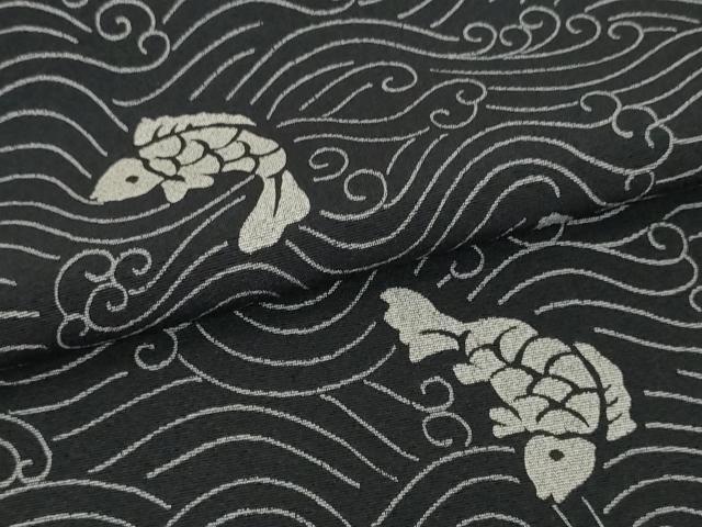 平和屋着物●極上　小紋　反物　着尺　荒磯文　黒地　逸品　未使用　DZAA12155kh6