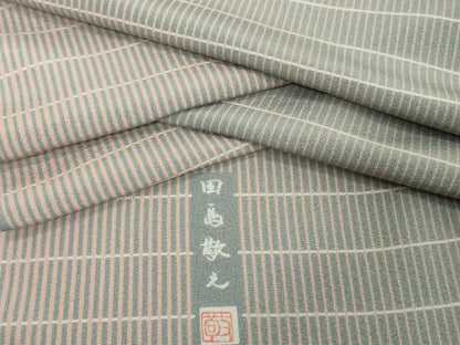 平和屋着物●極上　小紋　反物　着尺　東京染小紋　江戸の粋　伝統工芸士　田島敬之作　格子　上代29万　逸品　未使用　DZAA12156kh6