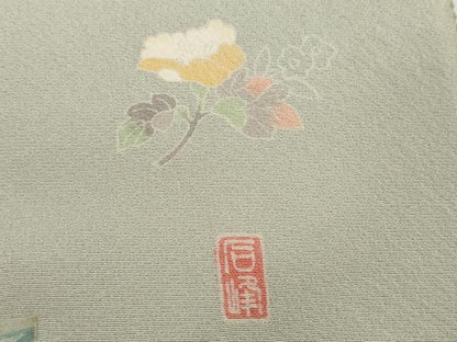 平和屋着物●極上　京加賀友禅　百貫石峰 　小紋　反物　着尺　花散らし　証紙付き　逸品　未使用　DZAA12157kh6