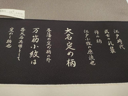 平和屋着物●極上　江戸小紋　反物　着尺　作家物　万筋　亜麻色×烏羽色　逸品　未使用　DZAA12164kh6
