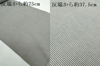 平和屋着物●極上　小千谷　紺仁　越後片貝木綿　反物　着尺　縞　証紙付き　木綿　逸品　未使用　DZAA12167kh6
