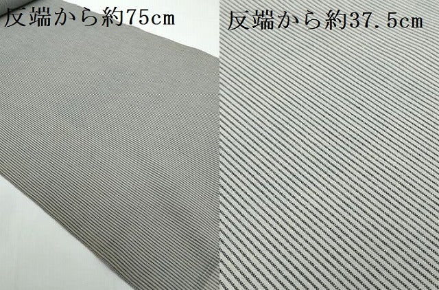平和屋着物●極上　小千谷　紺仁　越後片貝木綿　反物　着尺　縞　証紙付き　木綿　逸品　未使用　DZAA12167kh6