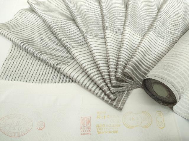 平和屋着物●極上　小紋　反物　着尺　花地紋　間道　逸品　未使用　DZAA12169kh6