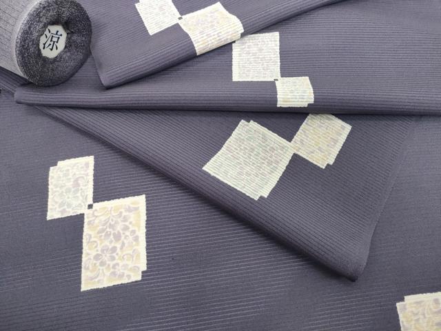 平和屋着物●極上　夏物　小紋　反物　着尺　絽　色紙重ね花文　逸品　未使用　DZAA12170kh6