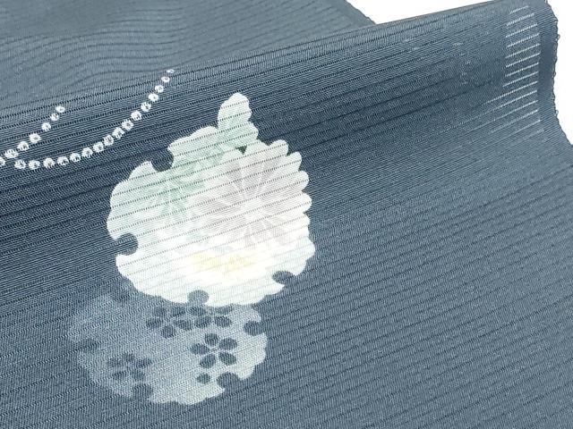 平和屋着物●極上　夏物　小紋　反物　着尺　絽　京友禅　雪輪芝花文　逸品　未使用　DZAA12172kh6