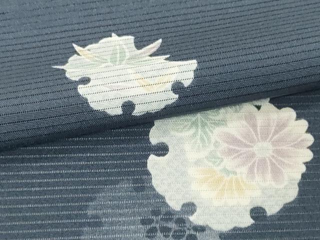 平和屋着物●極上　夏物　小紋　反物　着尺　絽　京友禅　雪輪芝花文　逸品　未使用　DZAA12172kh6