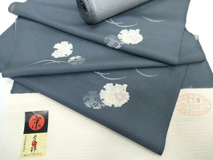 平和屋着物●極上　夏物　小紋　反物　着尺　絽　京友禅　雪輪芝花文　逸品　未使用　DZAA12172kh6
