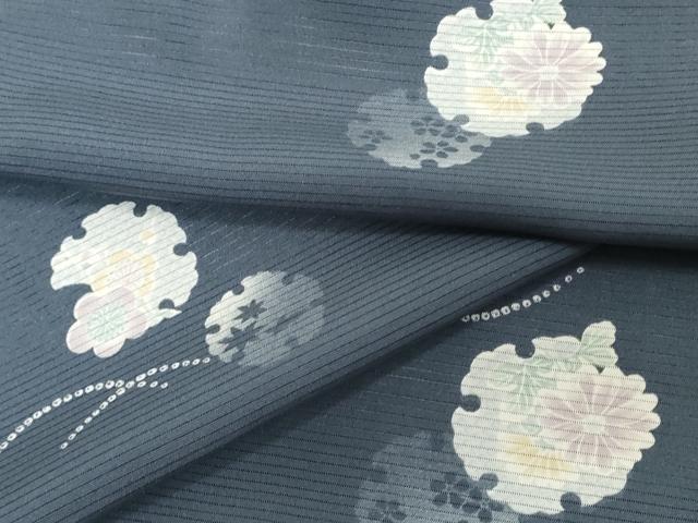平和屋着物●極上　夏物　小紋　反物　着尺　絽　京友禅　雪輪芝花文　逸品　未使用　DZAA12172kh6