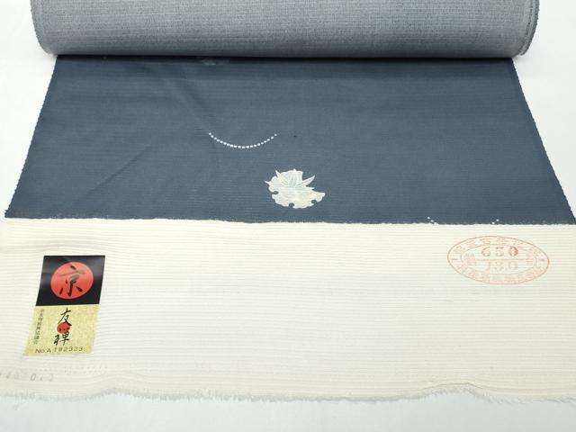 平和屋着物●極上　夏物　小紋　反物　着尺　絽　京友禅　雪輪芝花文　逸品　未使用　DZAA12172kh6