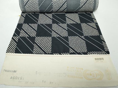 平和屋着物●極上　夏物　小紋　反物　着尺　絽　市松竹節文　黒地　逸品　未使用　DZAA12173kh6