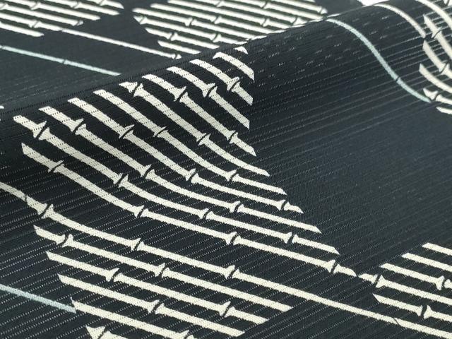 平和屋着物●極上　夏物　小紋　反物　着尺　絽　市松竹節文　黒地　逸品　未使用　DZAA12173kh6