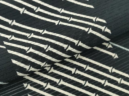 平和屋着物●極上　夏物　小紋　反物　着尺　絽　市松竹節文　黒地　逸品　未使用　DZAA12173kh6
