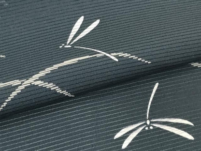 平和屋着物●極上　夏物　小紋　反物　着尺　絽　五泉　蜻蛉芝文　トンボ　黒地　逸品　未使用　DZAA12174kh6