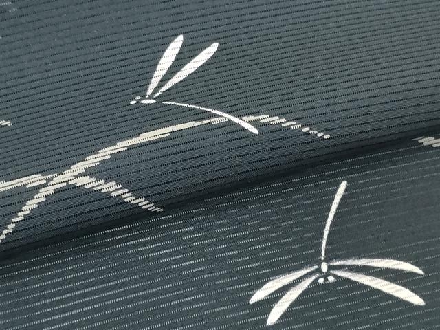 平和屋着物●極上　夏物　小紋　反物　着尺　絽　五泉　蜻蛉芝文　トンボ　黒地　逸品　未使用　DZAA12174kh6