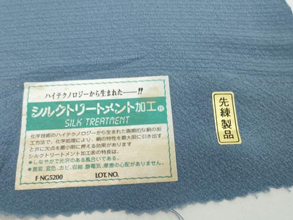 平和屋着物●極上　夏物　色無地　反物　着尺　絽縮緬　紺鼠色　逸品　未使用　DZAA12178kh6