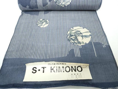 平和屋着物●極上　夏物　小紋　反物　着尺　紅梅　絹麻　雪輪花文　逸品　未使用　DZAA12181kh6