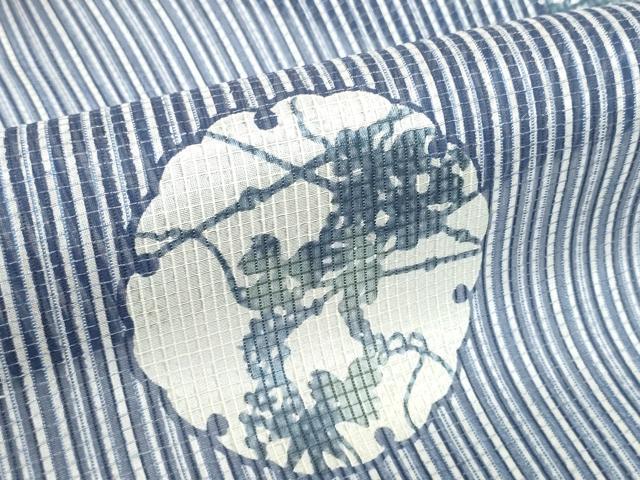 平和屋着物●極上　夏物　小紋　反物　着尺　紅梅　絹麻　雪輪花文　逸品　未使用　DZAA12181kh6