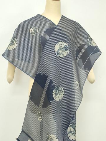 平和屋着物●極上　夏物　小紋　反物　着尺　紅梅　絹麻　雪輪花文　逸品　未使用　DZAA12181kh6
