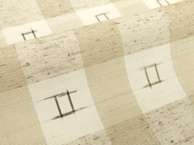 平和屋着物●極上　ぜんまい紬　反物　着尺　格子絣　証紙付き　逸品　未使用　DZAA12201kh6